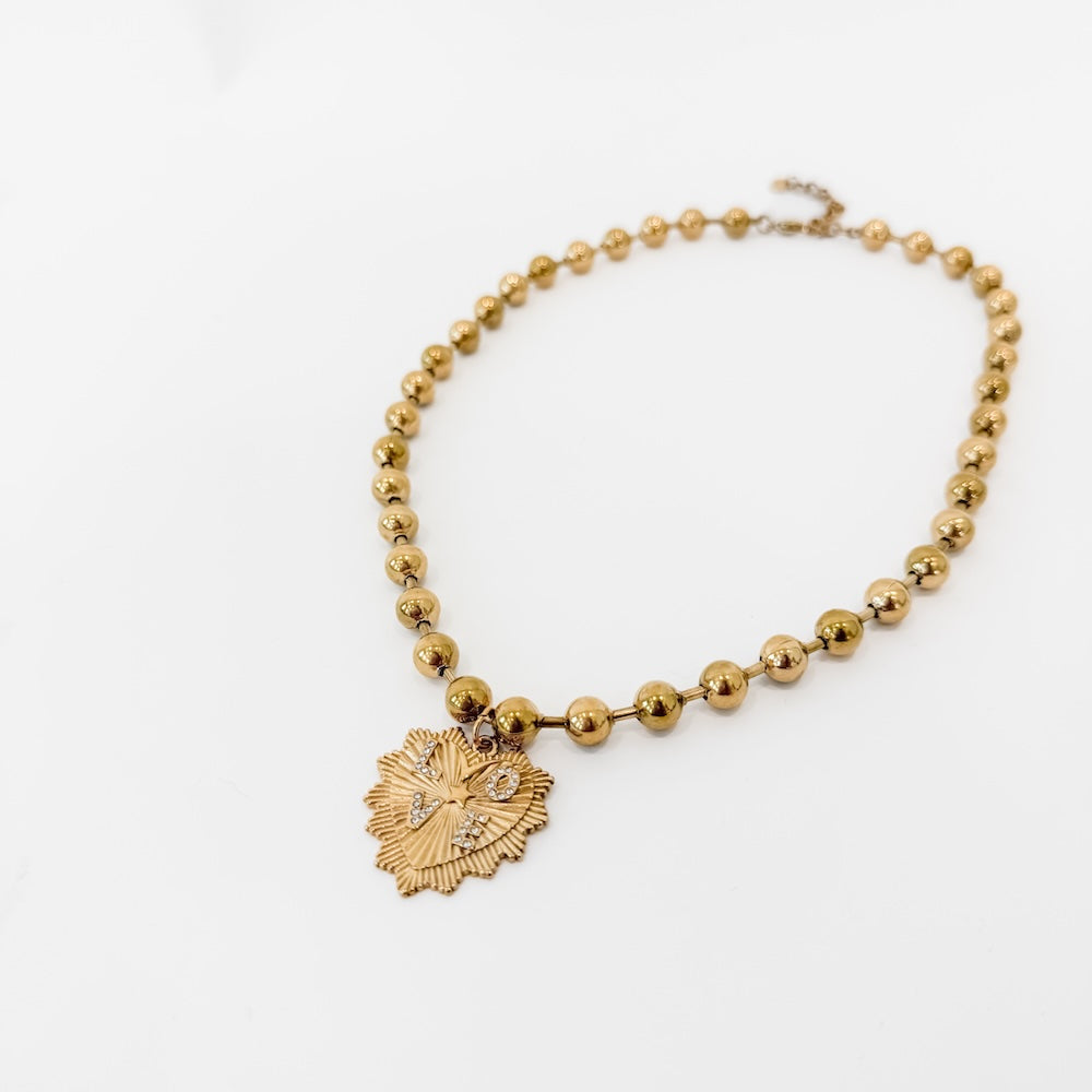 Sunburst Heart Love Pendant Necklace - WATERPROOF