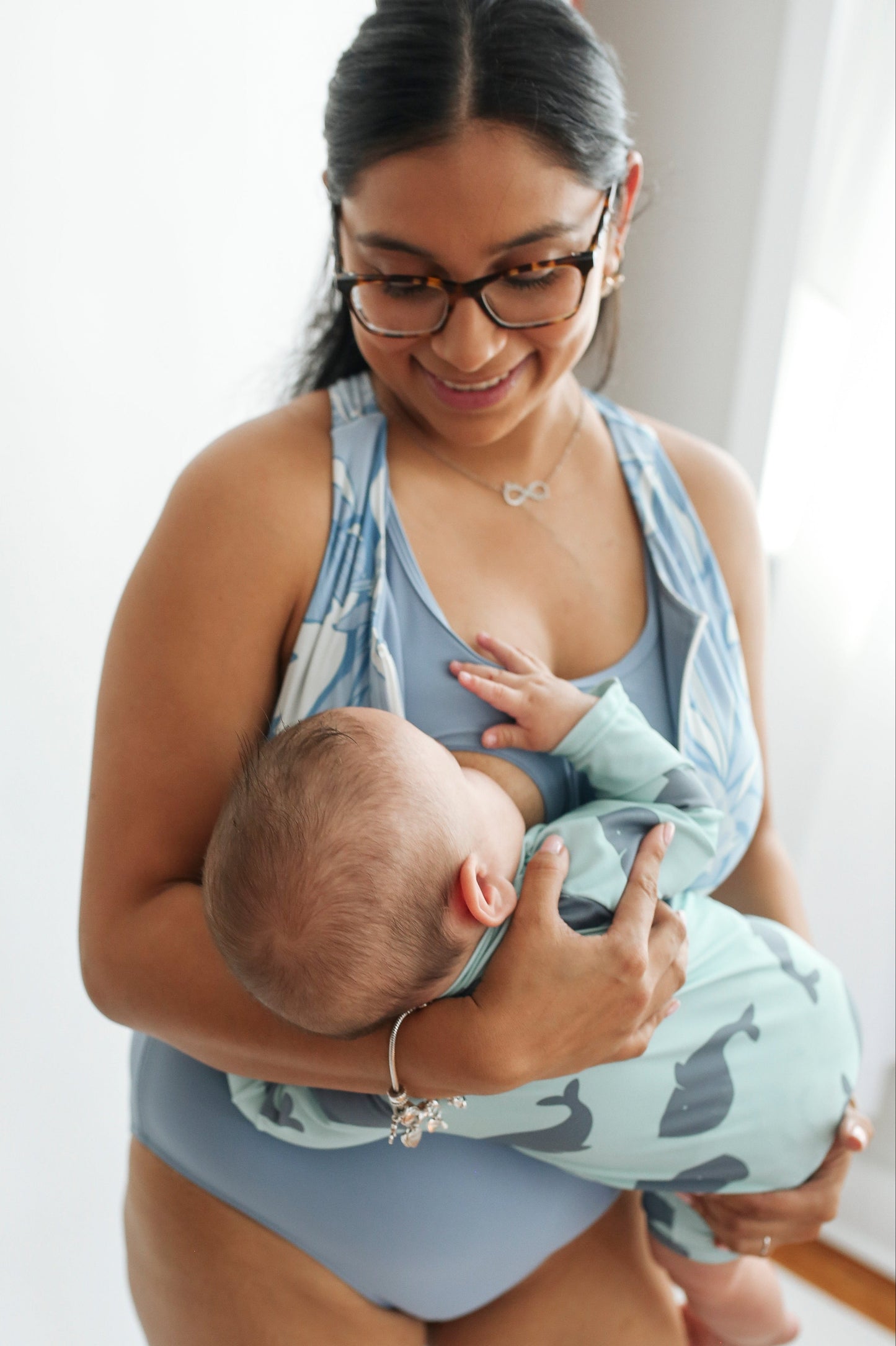 One Piece Zip Up Breastfeeding Swimsuit