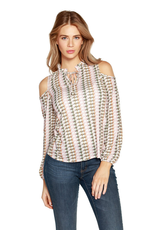 Pale Muave Long Sleeve Open Shoulder Top - BELLDINI