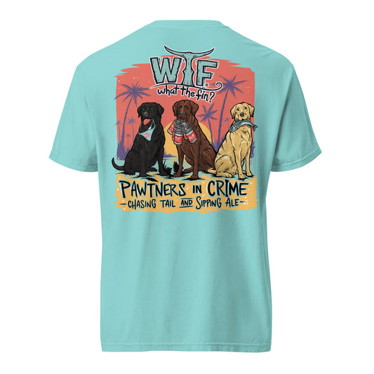 Pawtners in Crime Chasing Tail & Sipping Ale Mint S/S What The Fin Cotton Tee