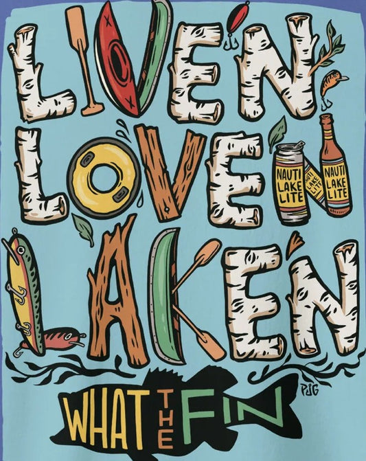 Liven Loven Laken Nauti Lake Life S/S Cotton Graphite What The Fin Cotton Tee