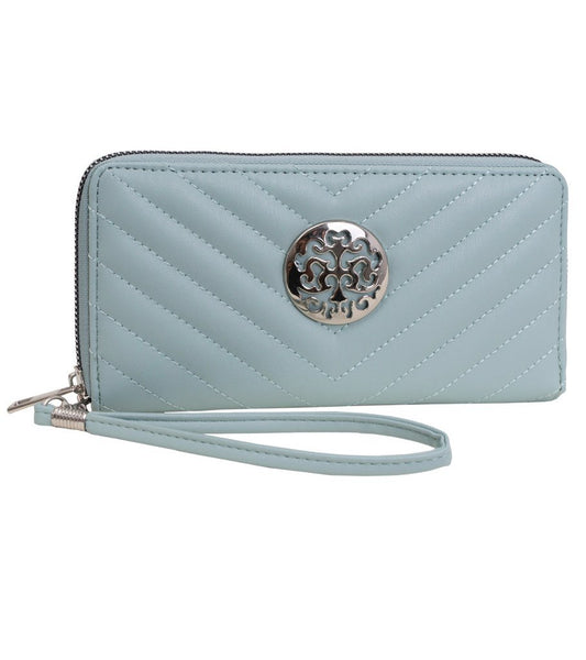 Mint Rebecca & Rifka Single Zip Quilted Medallion Wristlet Wallet