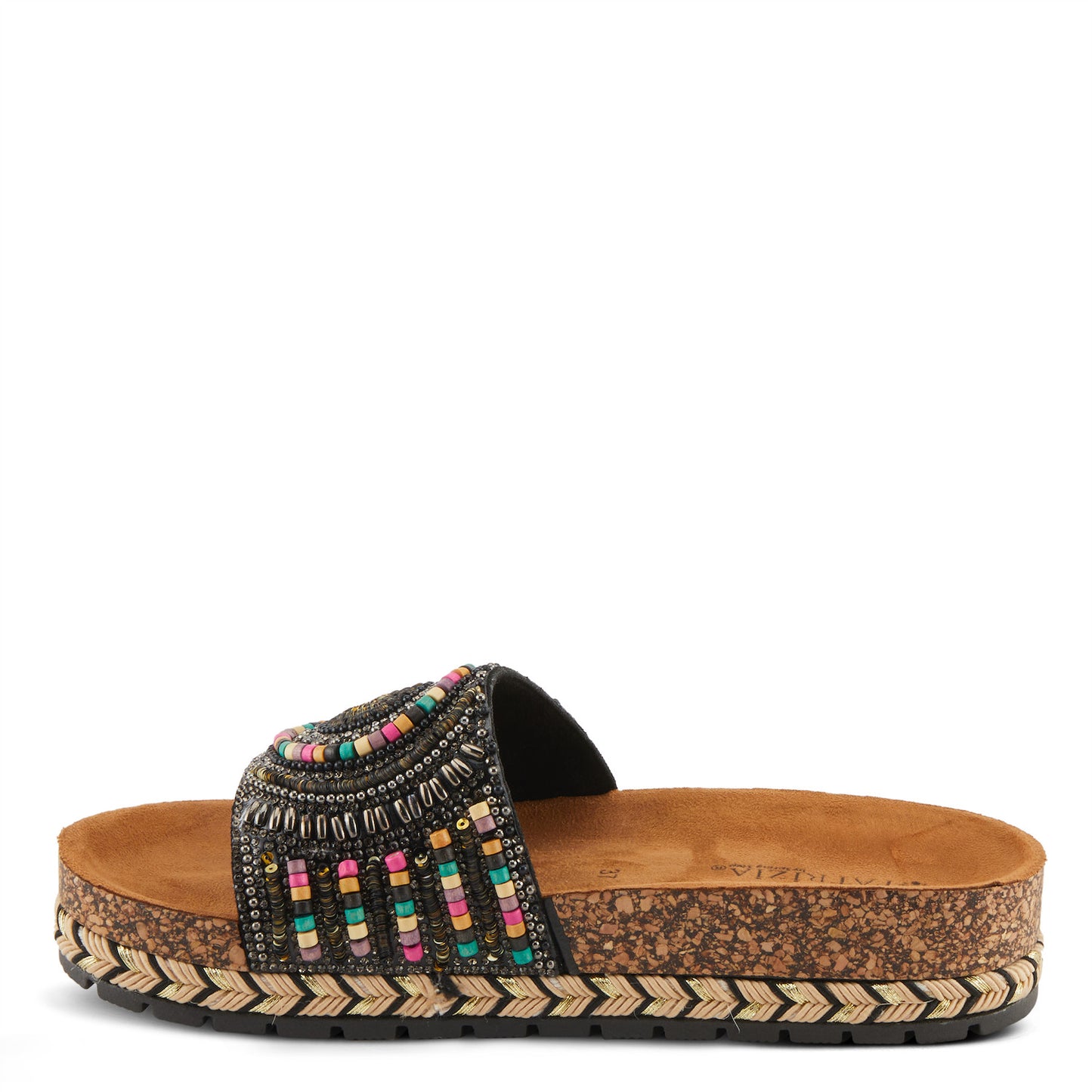 Swirla Black Multi Slide Sandal by Patrizia