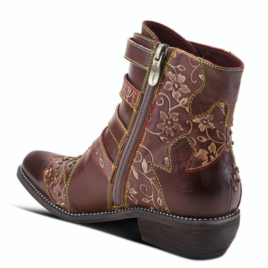 RODEHA BOOTS - Brown Victorian-inspired booties by L`ARTISTE