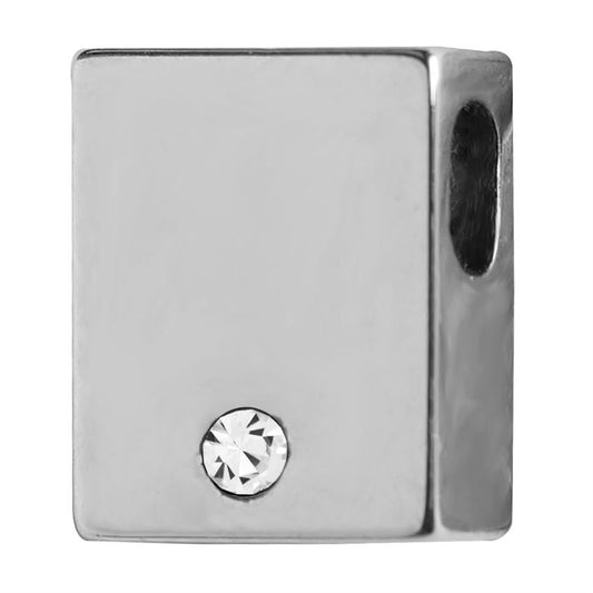 SILVER SQUARE STUD CHARM - ADORABLE PLATED METAL CHARM