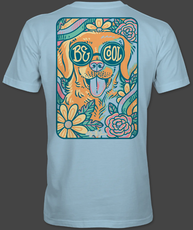 Be Cool Pop Dog - Golden Retriever Chambray T-Shirt- Lily Grace - Short Sleeve Tee