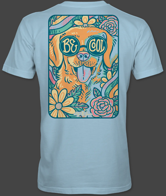 Be Cool Pop Dog - Golden Retriever Chambray T-Shirt- Lily Grace - Short Sleeve Tee