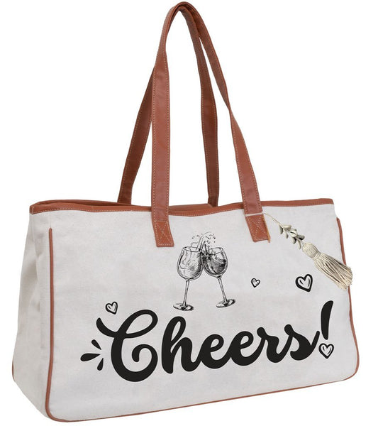 Cheers! Canvas Wine Tote